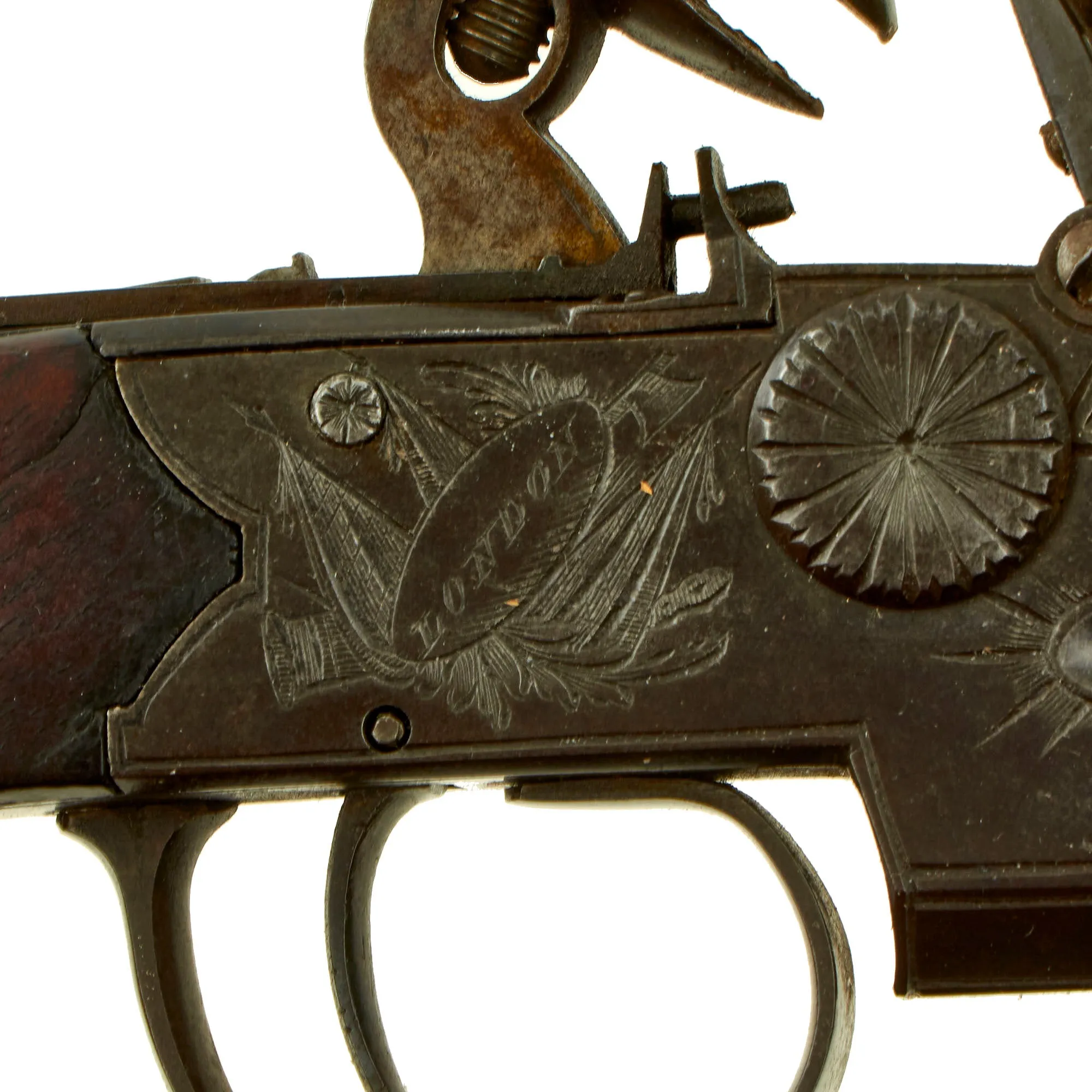 Original British Over & Under Flintlock Double Barrel Tap Action Pistol by Andrews of London c. 1800