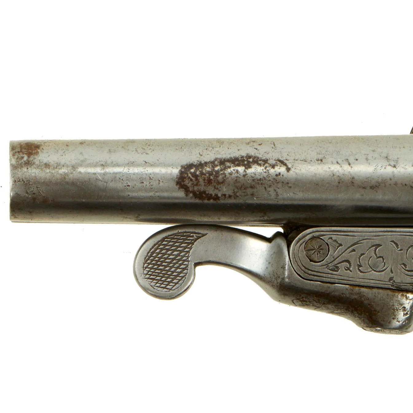 Original French Double Barrel Pinfire Pocket Pistol with Hidden Triggers by Paul Berjat - circa 1850