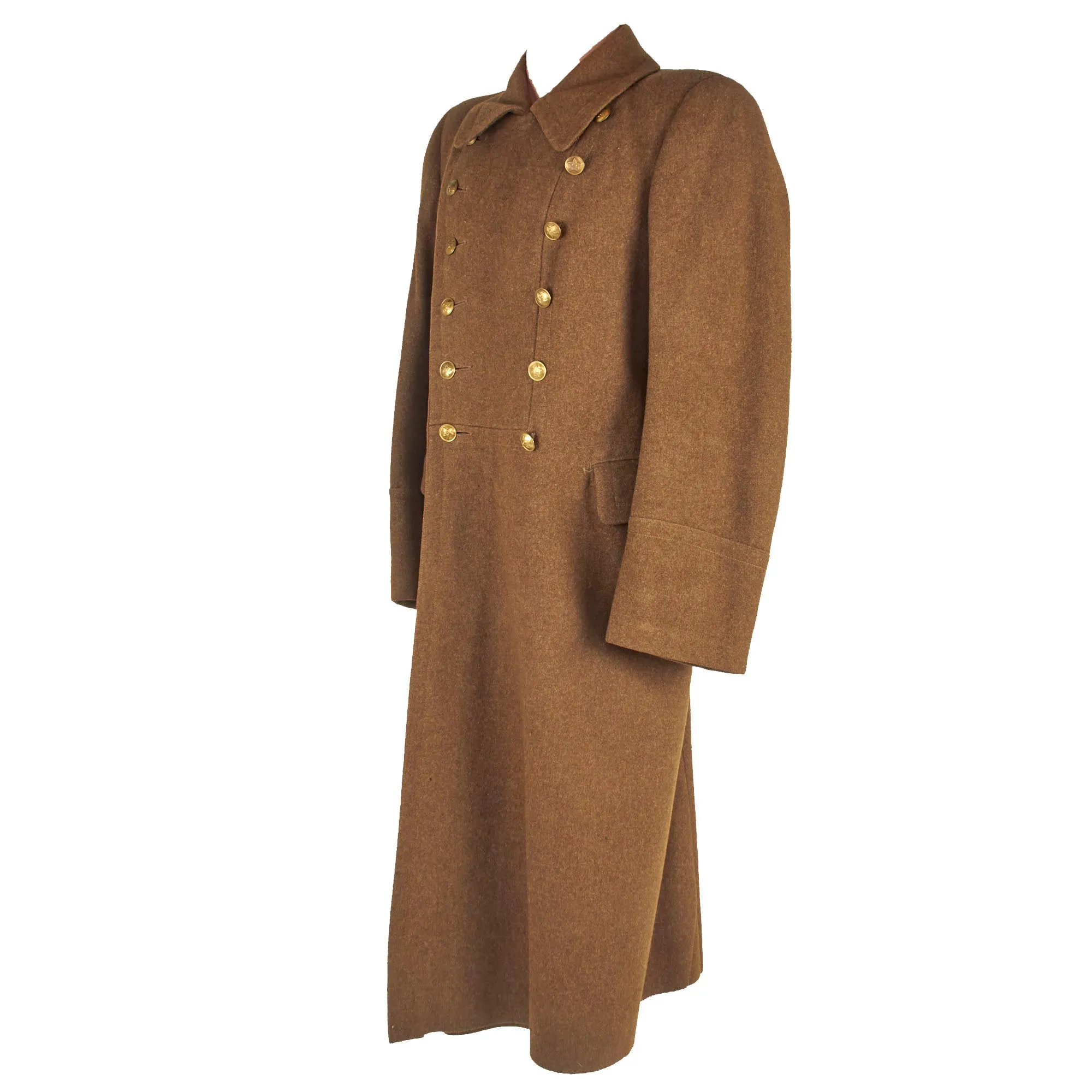 Original Soviet WWII Red Army Green Wool Greatcoat Made From U.S. Lend-Lease Wool - Dated 1941