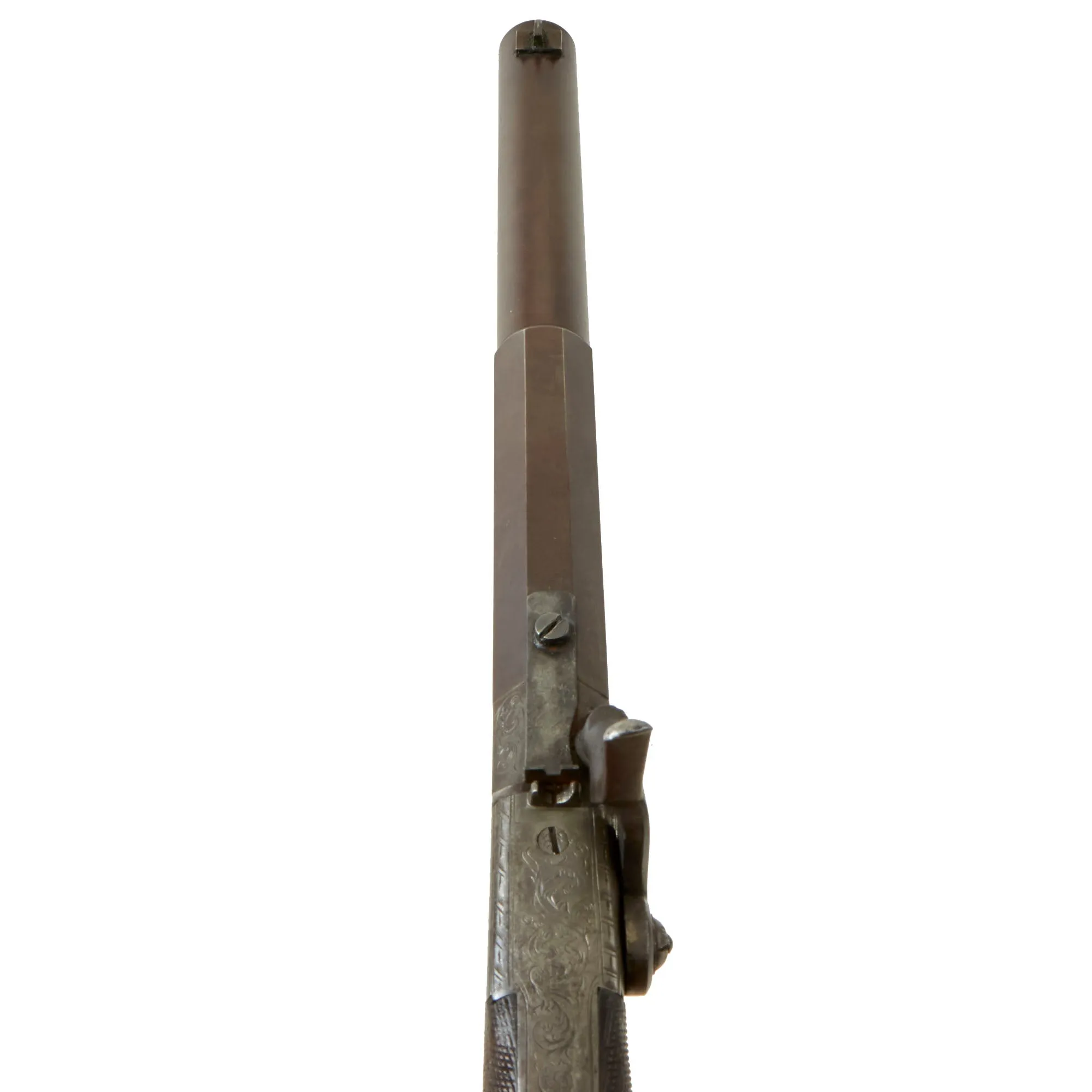 Original U.S. 19th Century Single Shot Rifled Percussion Target Pistol Attributed to Allen & Wheelock - circa 1860