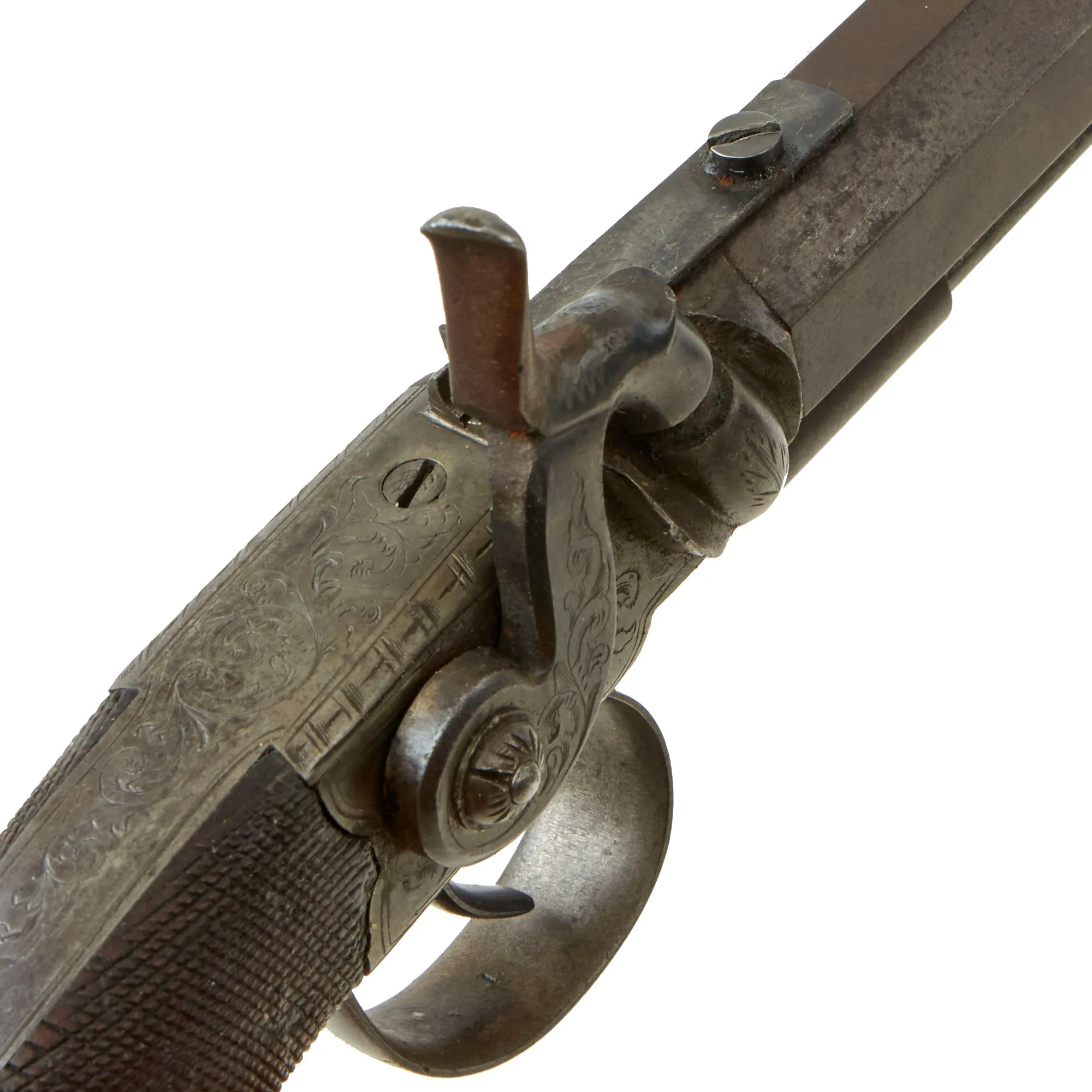 Original U.S. 19th Century Single Shot Rifled Percussion Target Pistol Attributed to Allen & Wheelock - circa 1860