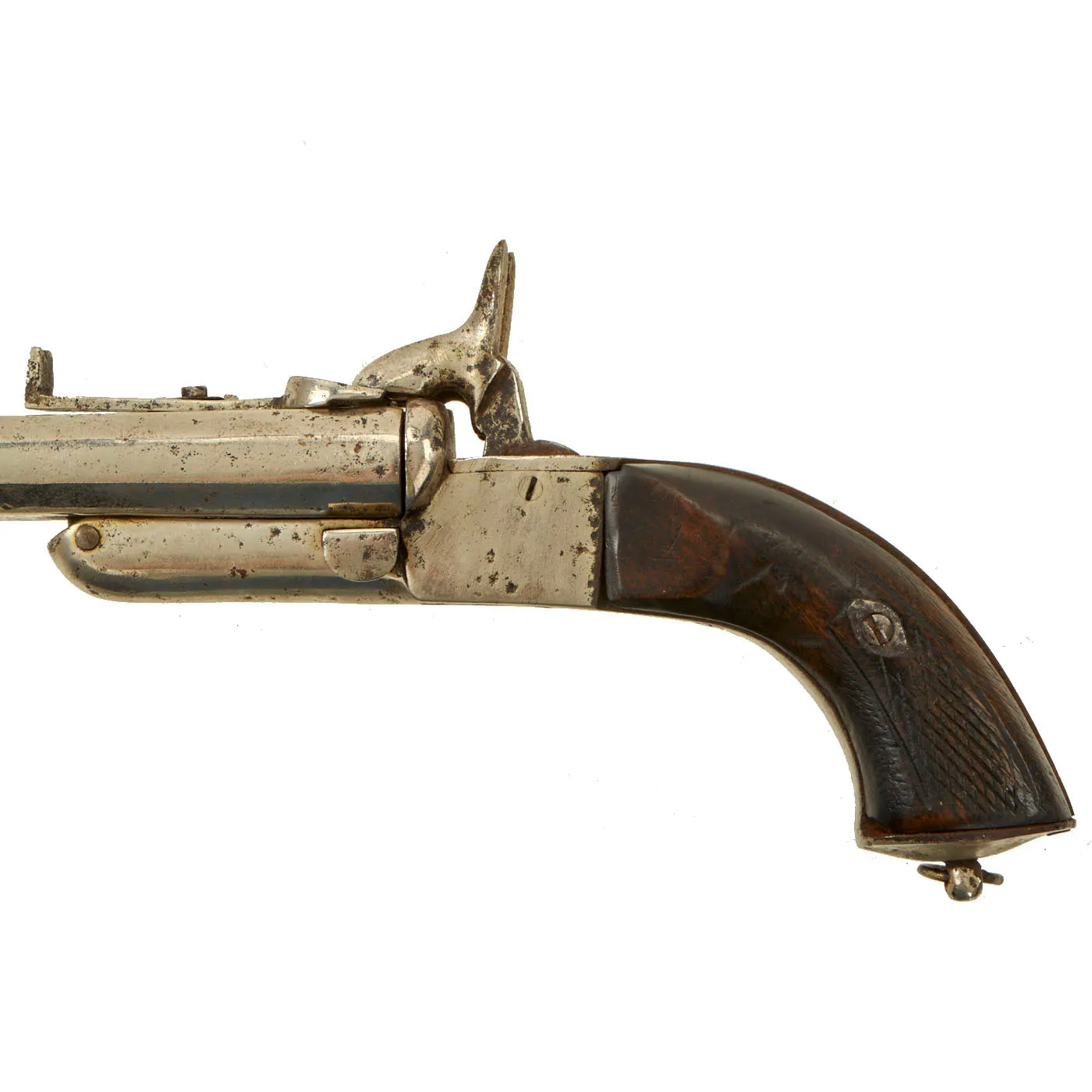 Original U.S. Civil War Era French Style 15mm Pinfire Double Barrel Pistol with Hidden Triggers - circa 1855