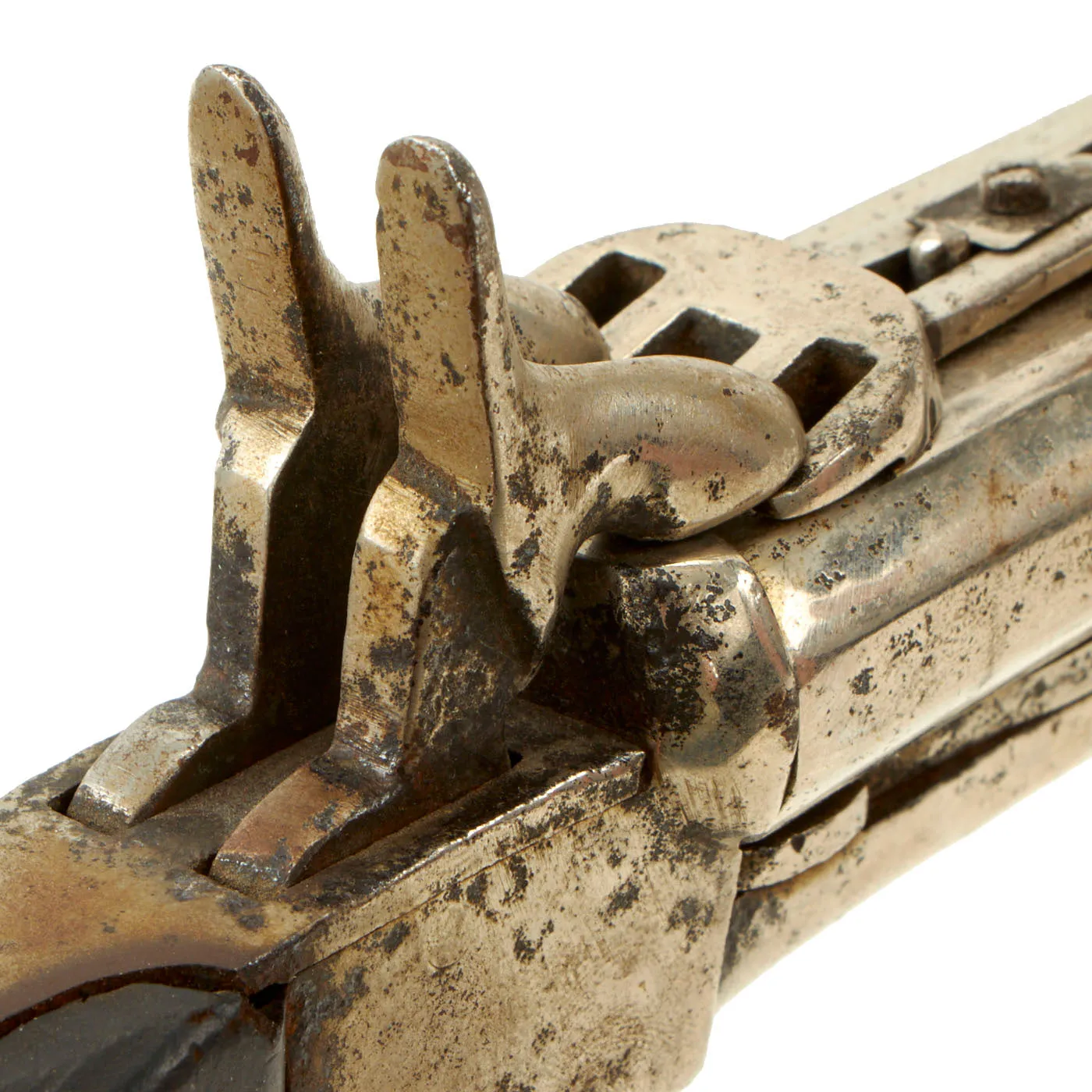 Original U.S. Civil War Era French Style 15mm Pinfire Double Barrel Pistol with Hidden Triggers - circa 1855