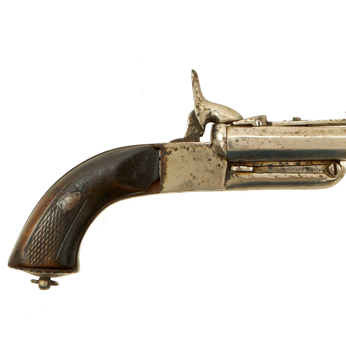 Original U.S. Civil War Era French Style 15mm Pinfire Double Barrel Pistol with Hidden Triggers - circa 1855