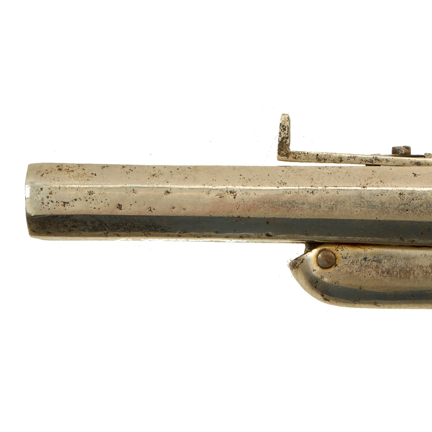 Original U.S. Civil War Era French Style 15mm Pinfire Double Barrel Pistol with Hidden Triggers - circa 1855