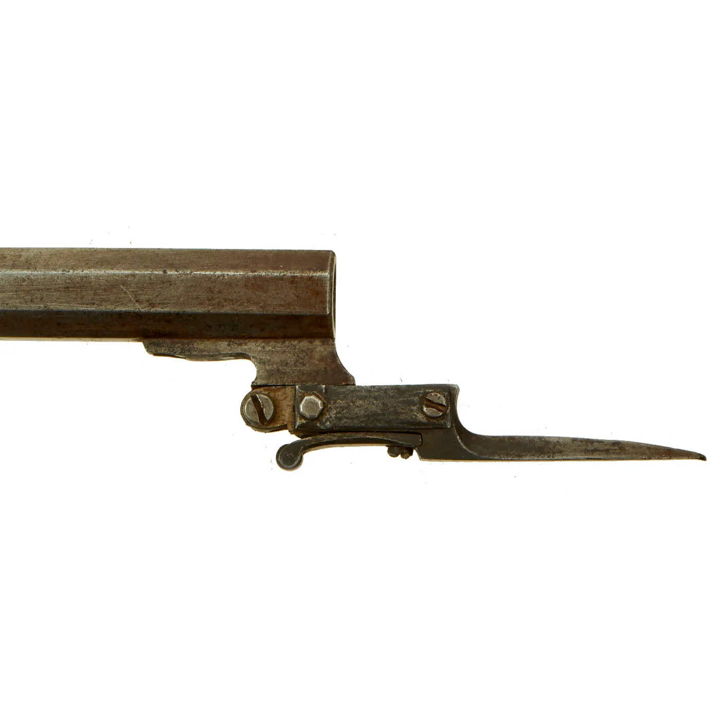 Original Victorian Era Belgian Pocket Percussion Pistol with Spring Loaded Bayonet - Circa 1840