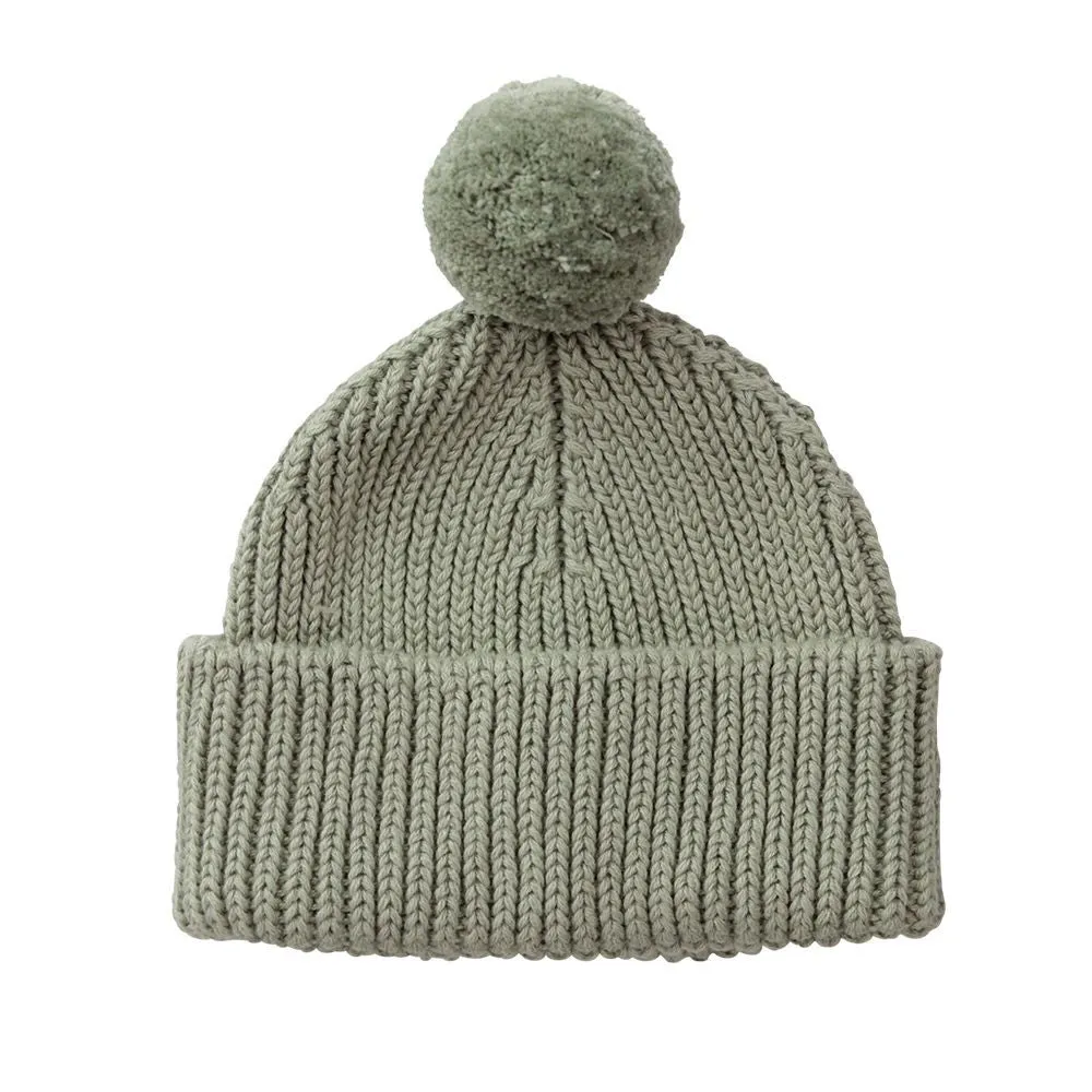 Peppi Rib Cotton Knit Hat Pom