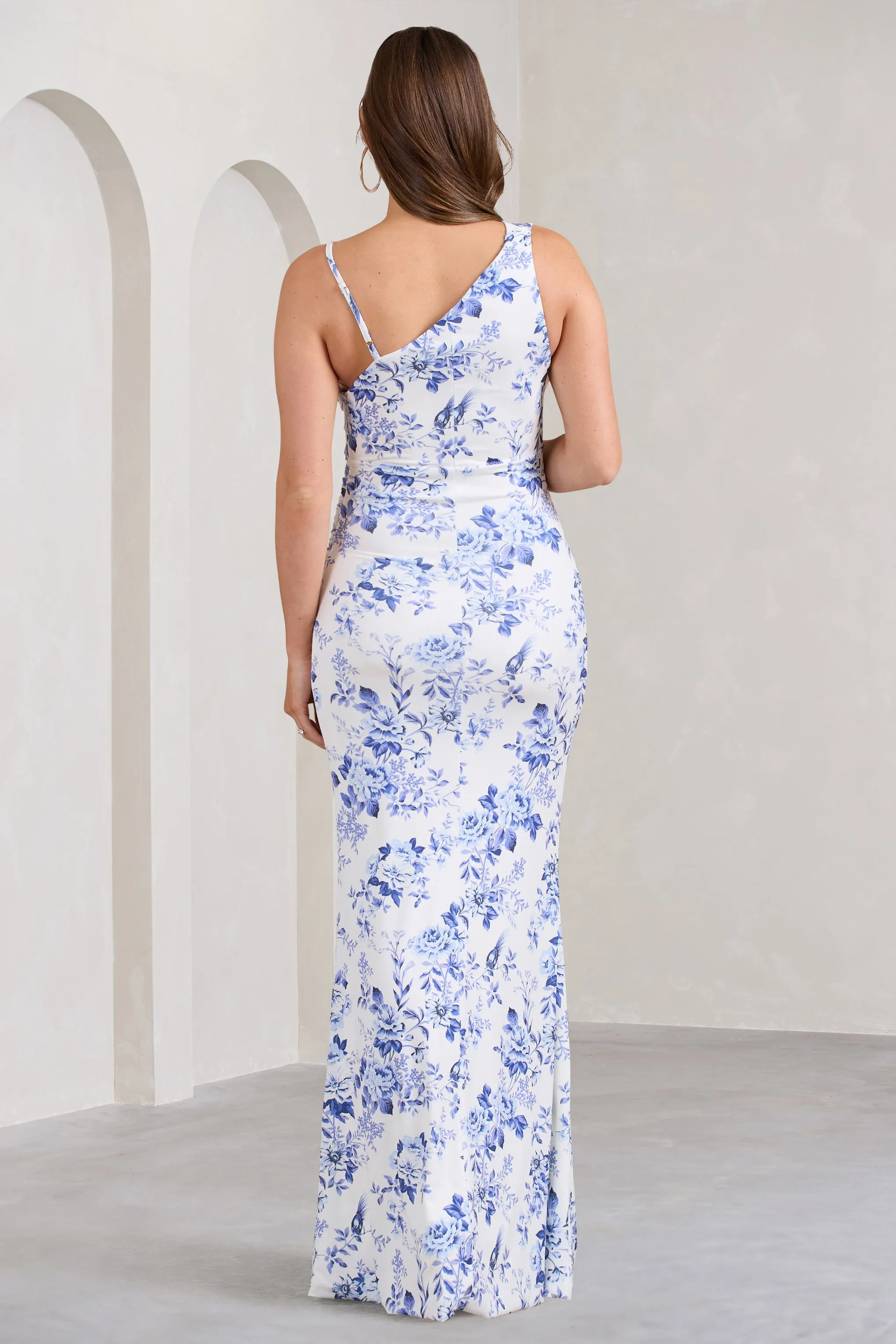 Phantasy | Blue Floral Maternity Cowl Neck Maxi Dress