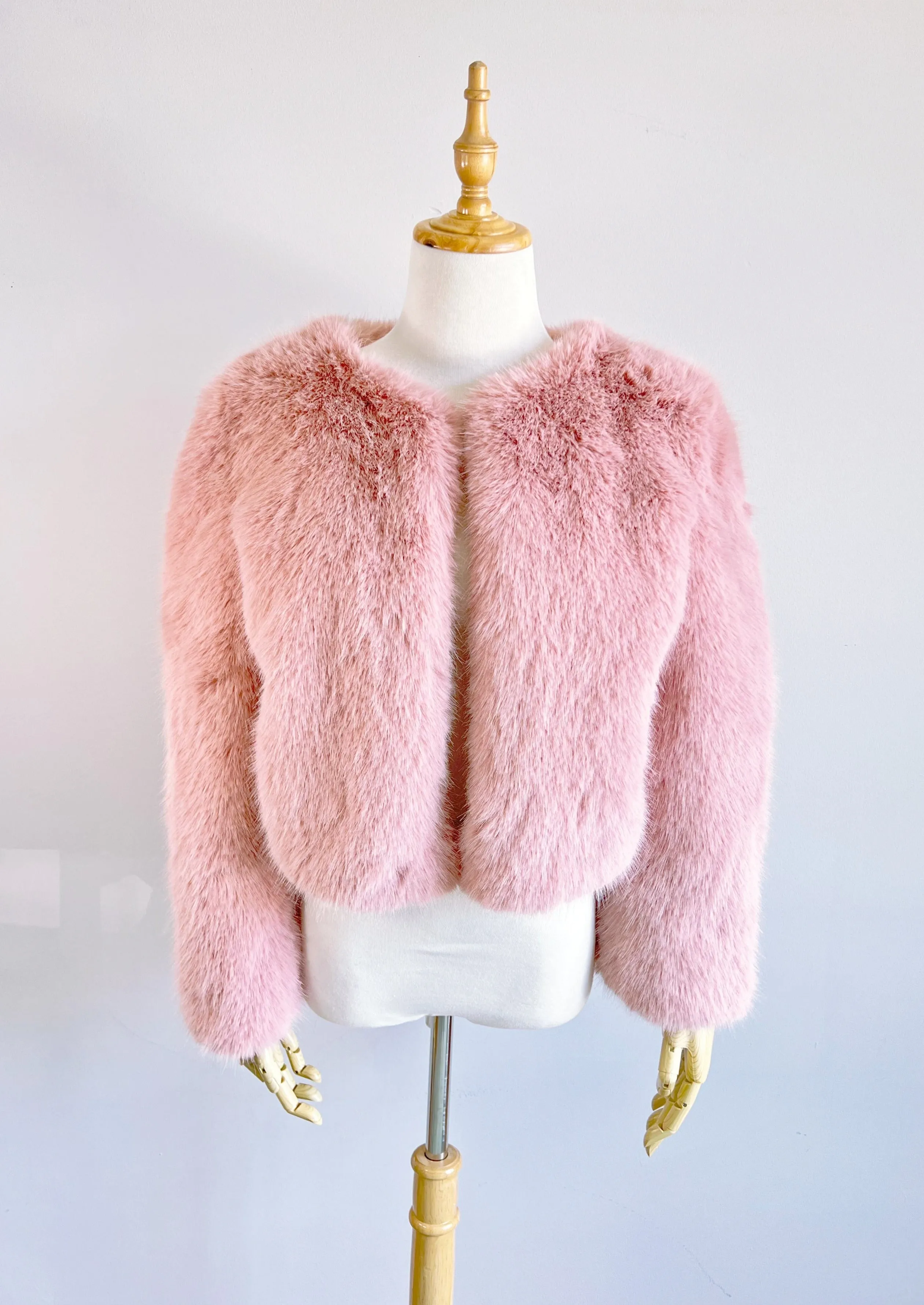 Pink Faux Fur Bridal Jacket (Anna Pin07)