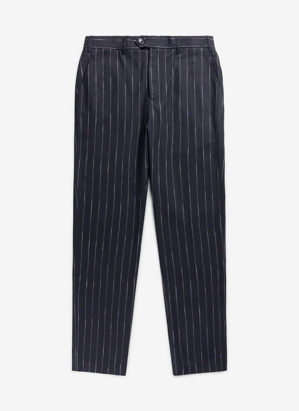 Pinstripe Tailored Trousers | Wool | Black