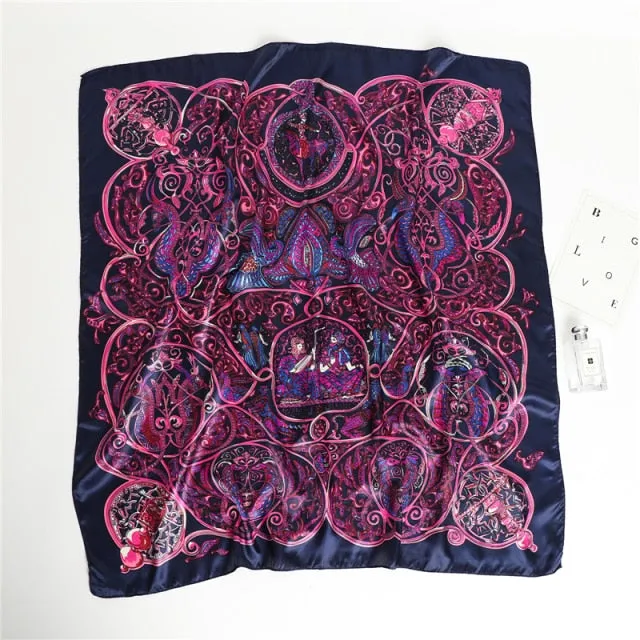 Premium Flower Silk Square Scarf