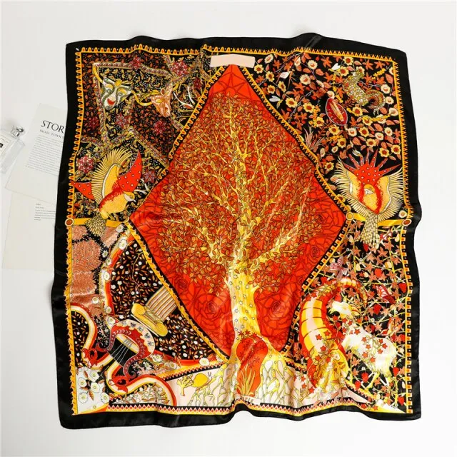 Premium Flower Silk Square Scarf