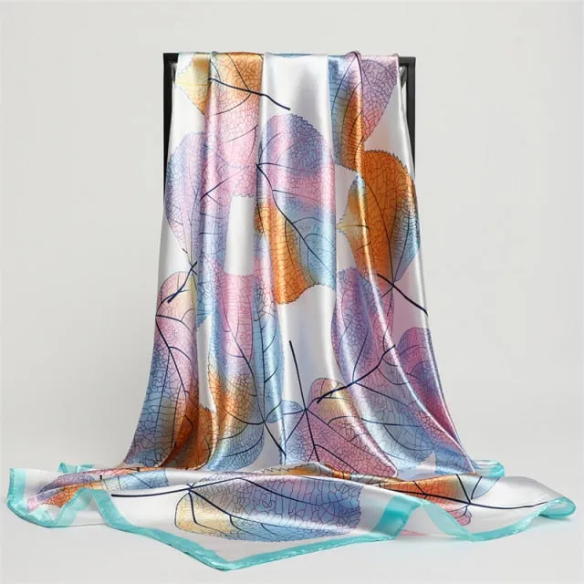 Premium Flower Silk Square Scarf