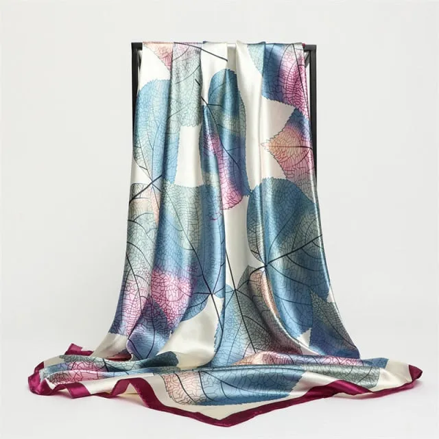 Premium Flower Silk Square Scarf