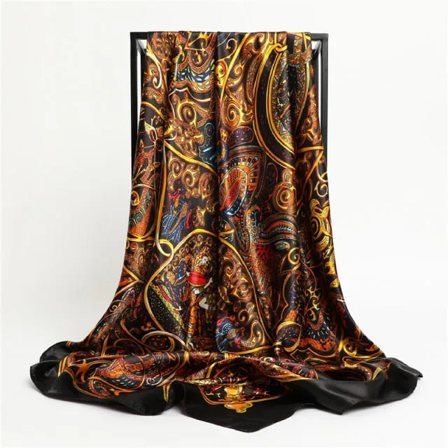 Premium Flower Silk Square Scarf