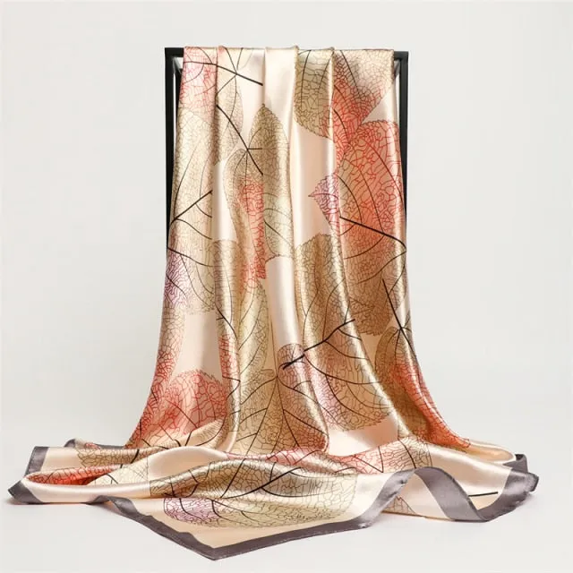 Premium Flower Silk Square Scarf