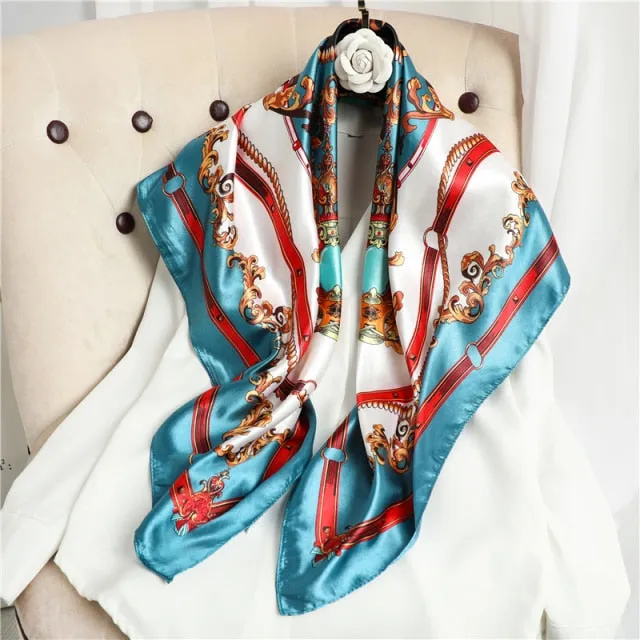 Premium Flower Silk Square Scarf