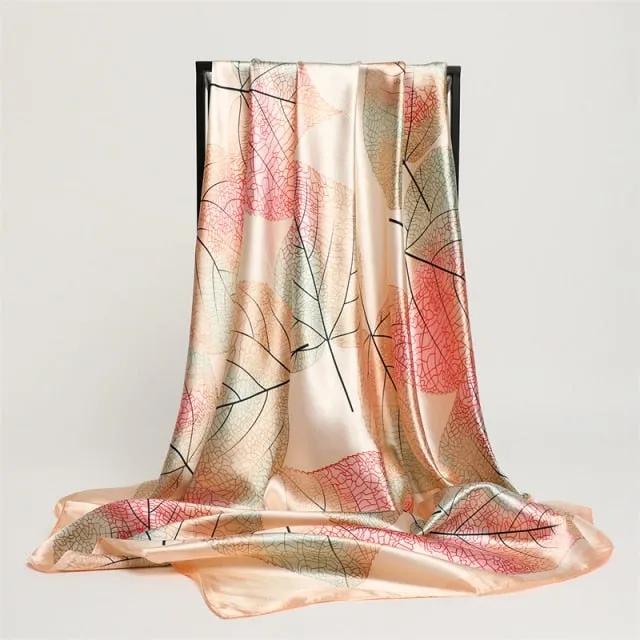 Premium Flower Silk Square Scarf