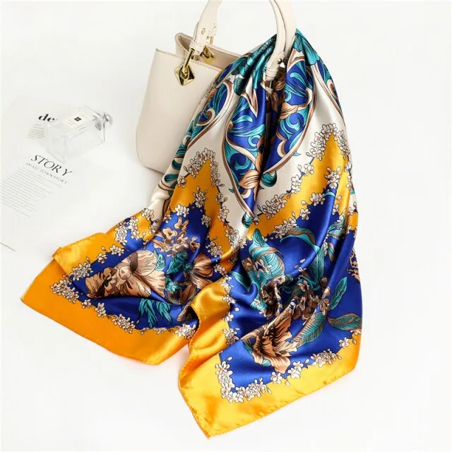 Premium Flower Silk Square Scarf