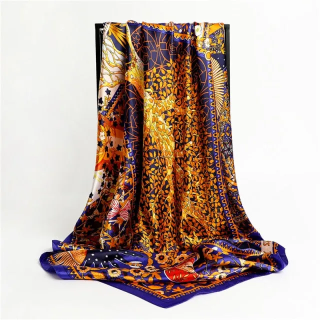 Premium Flower Silk Square Scarf