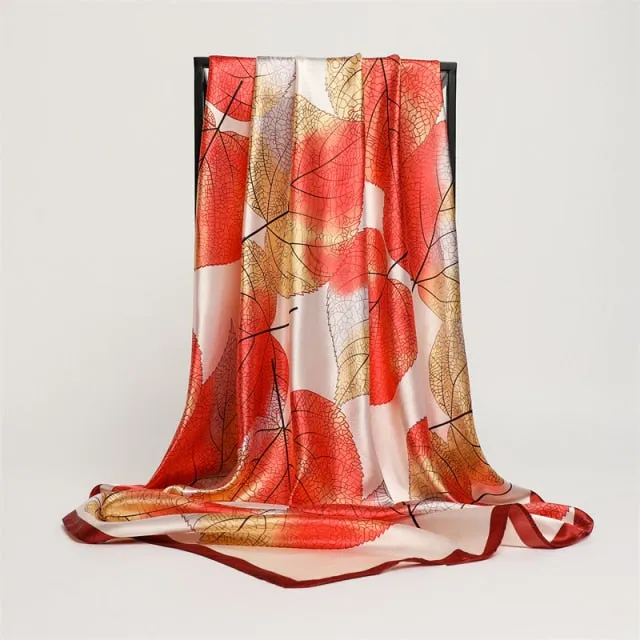 Premium Flower Silk Square Scarf