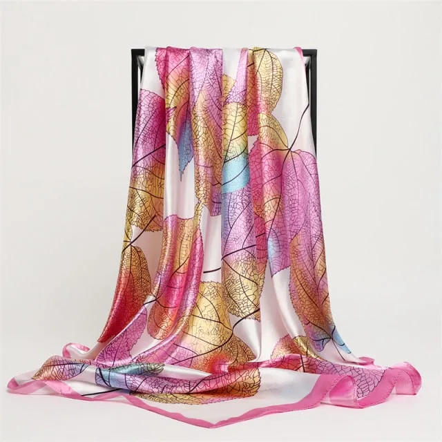 Premium Flower Silk Square Scarf