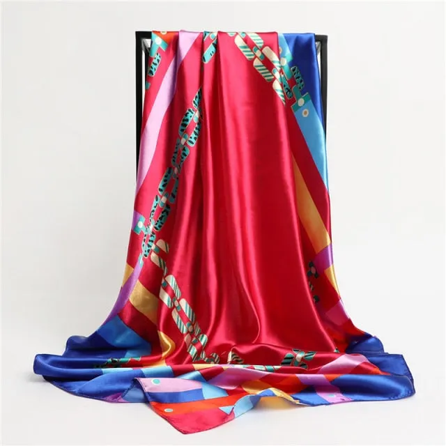 Premium Flower Silk Square Scarf