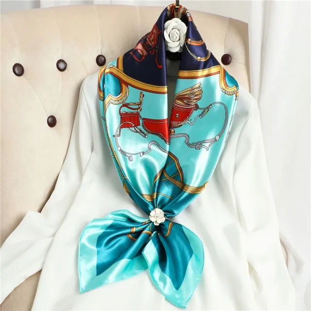 Premium Flower Silk Square Scarf