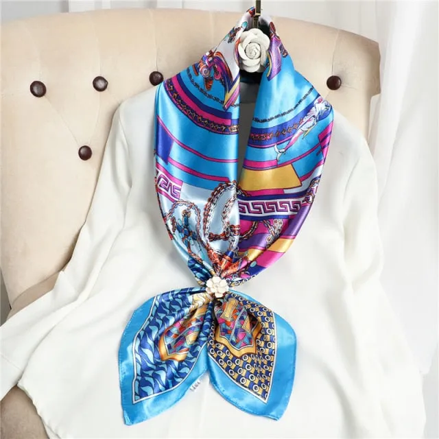 Premium Flower Silk Square Scarf