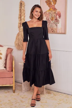 Priscilla Black Tiered Maxi Dress