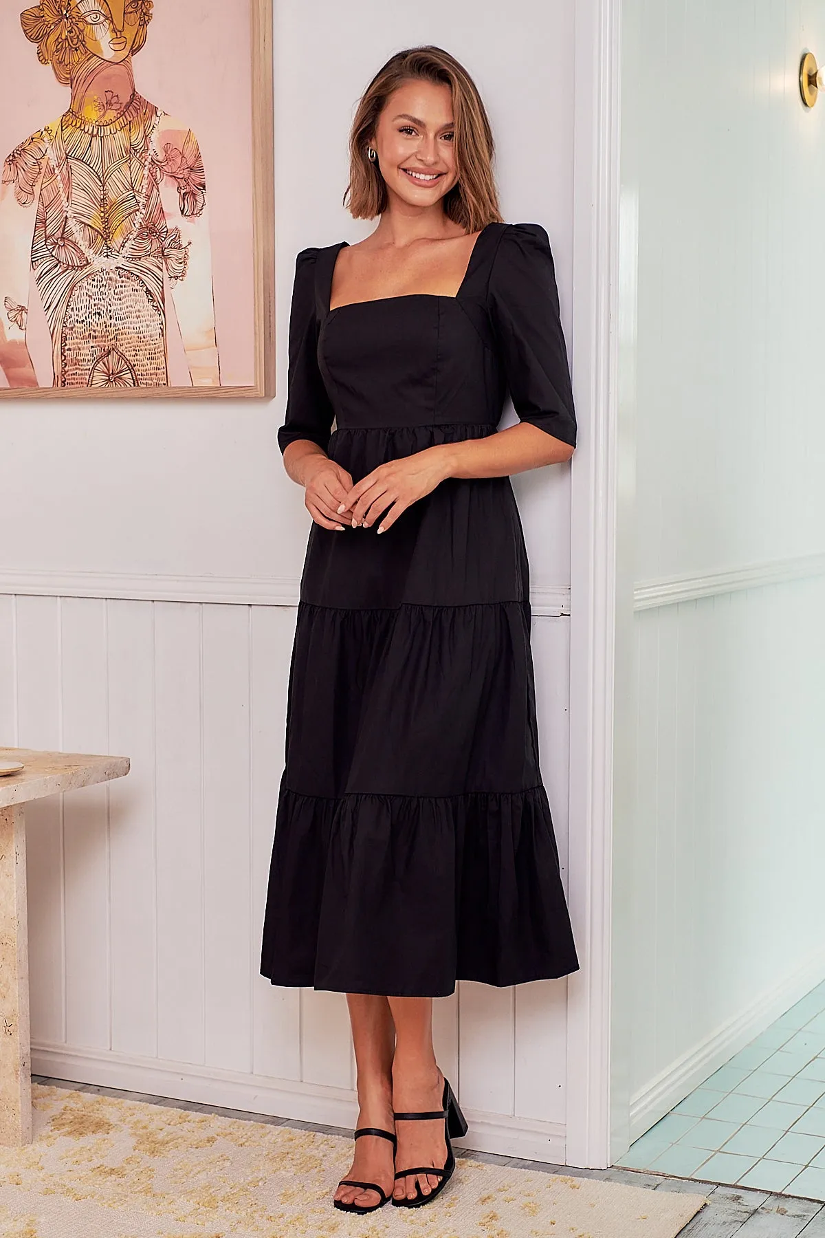 Priscilla Black Tiered Maxi Dress