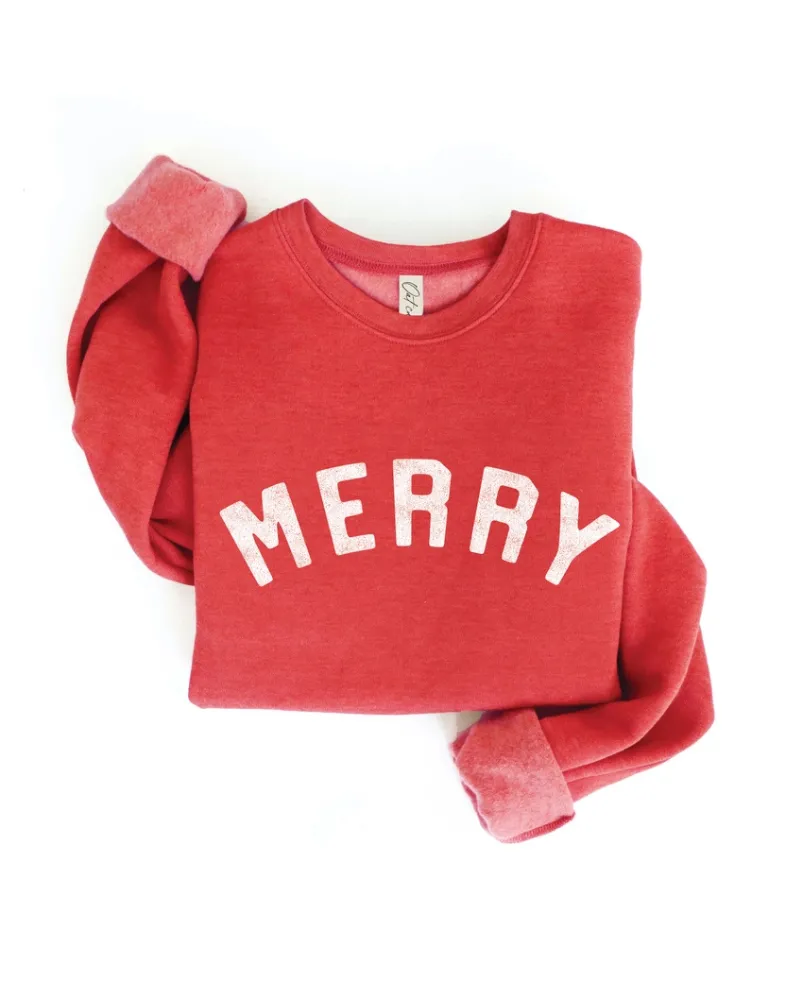 "Merry" Human Sweatshirt in Red