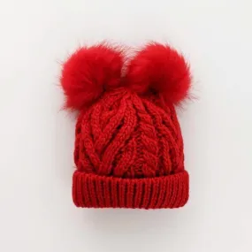 Red Fluffer Beanie Hat for Babies, Toddlers & Kids