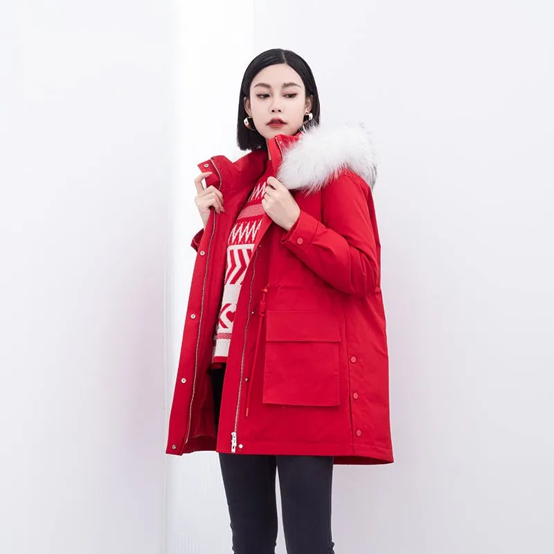 Red Windbreaker Winter Down Jacket