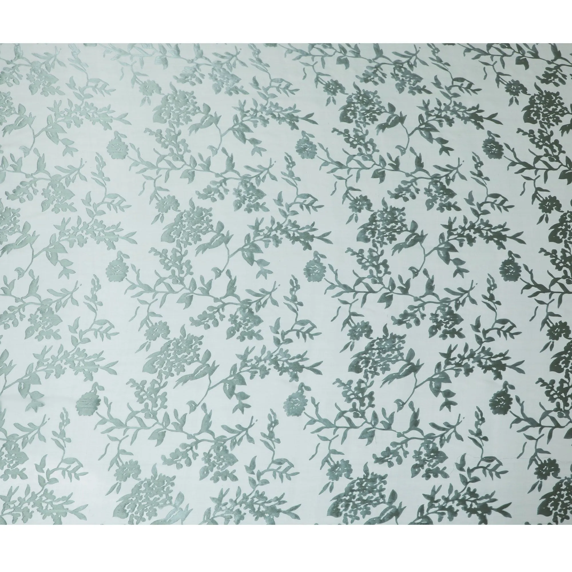 Refreshing Mint Floral Premium pure silk Jacquard Chiffon Fabric, 110cm Wide - South Korean High-Fashion Textile-D17668