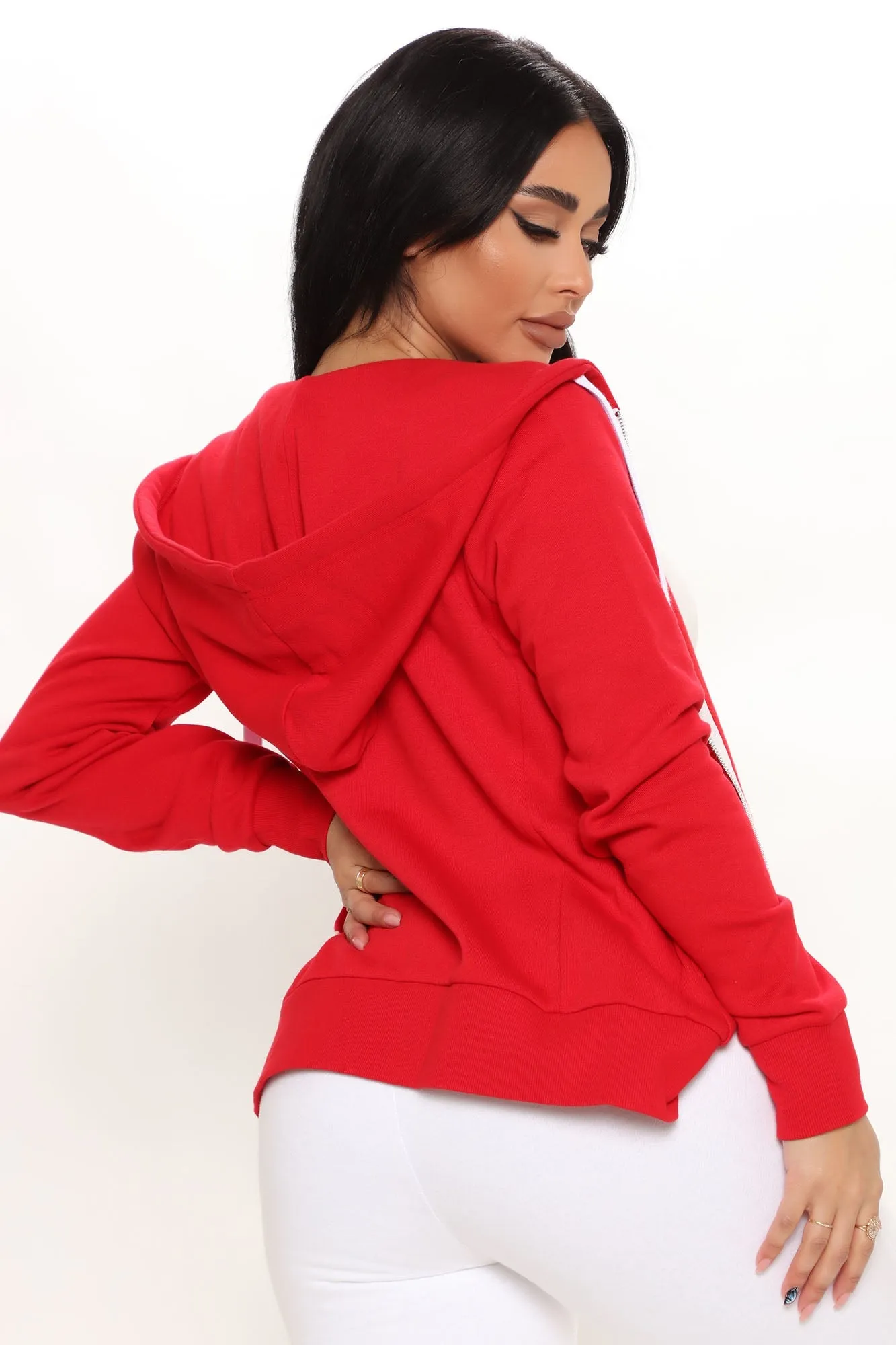 Relaxed Vibe Zip Up Jacket - Red