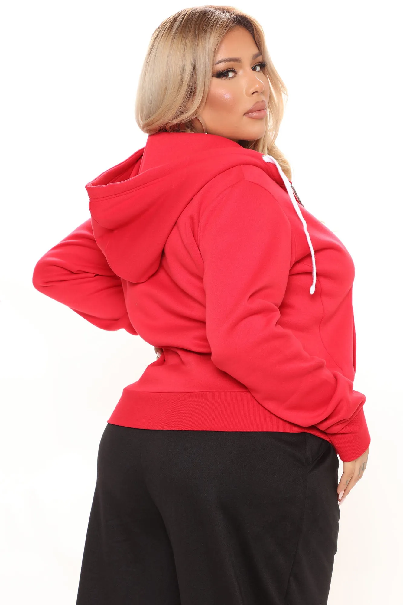 Relaxed Vibe Zip Up Jacket - Red