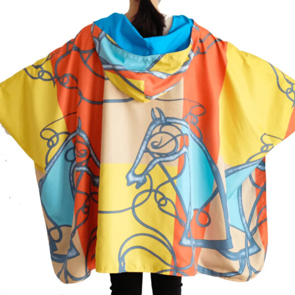 Reversible Rain Cape - Turquoise & Orange