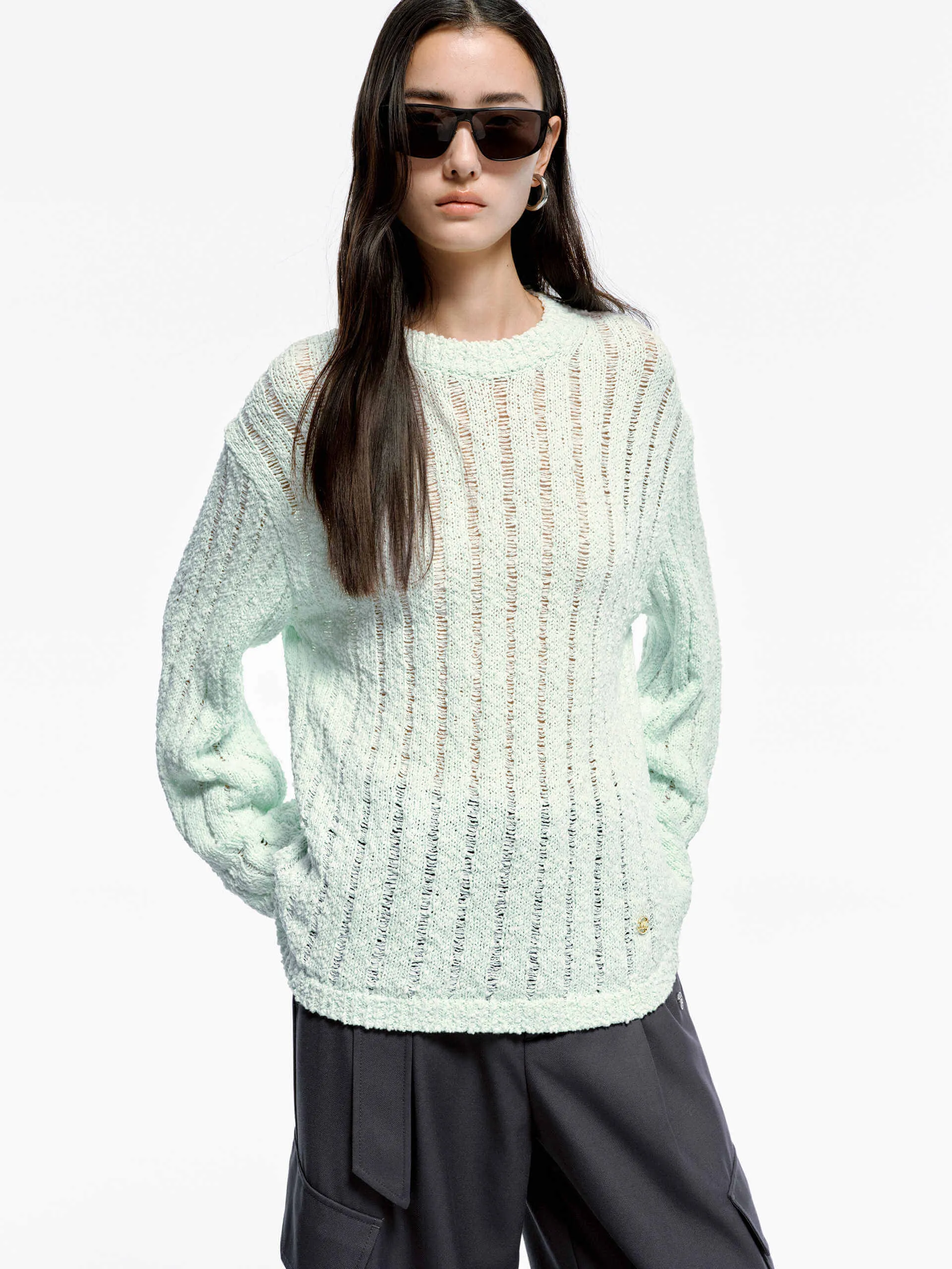 Ribbed Cotton Blend Sweater