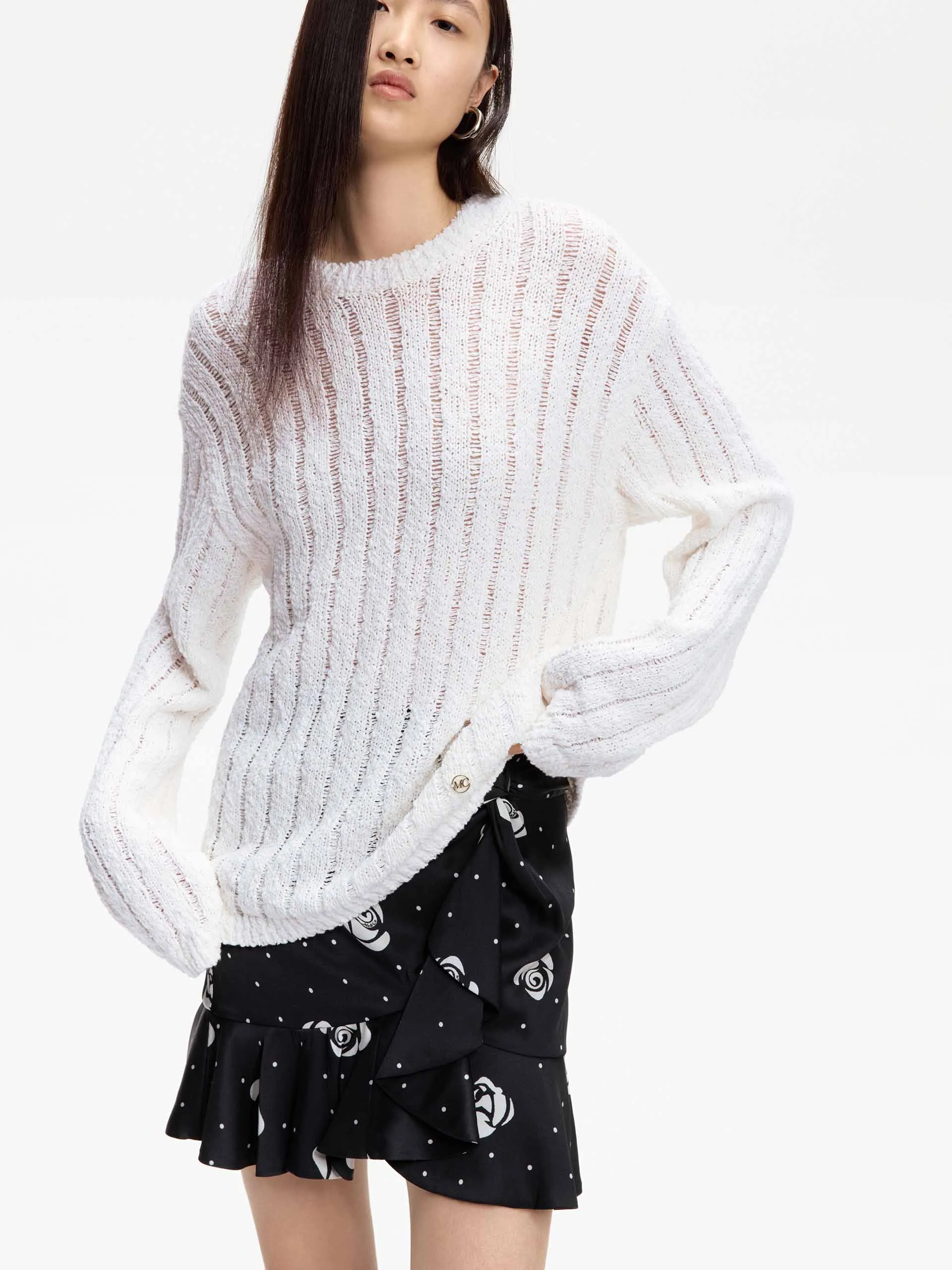 Ribbed Cotton Blend Sweater