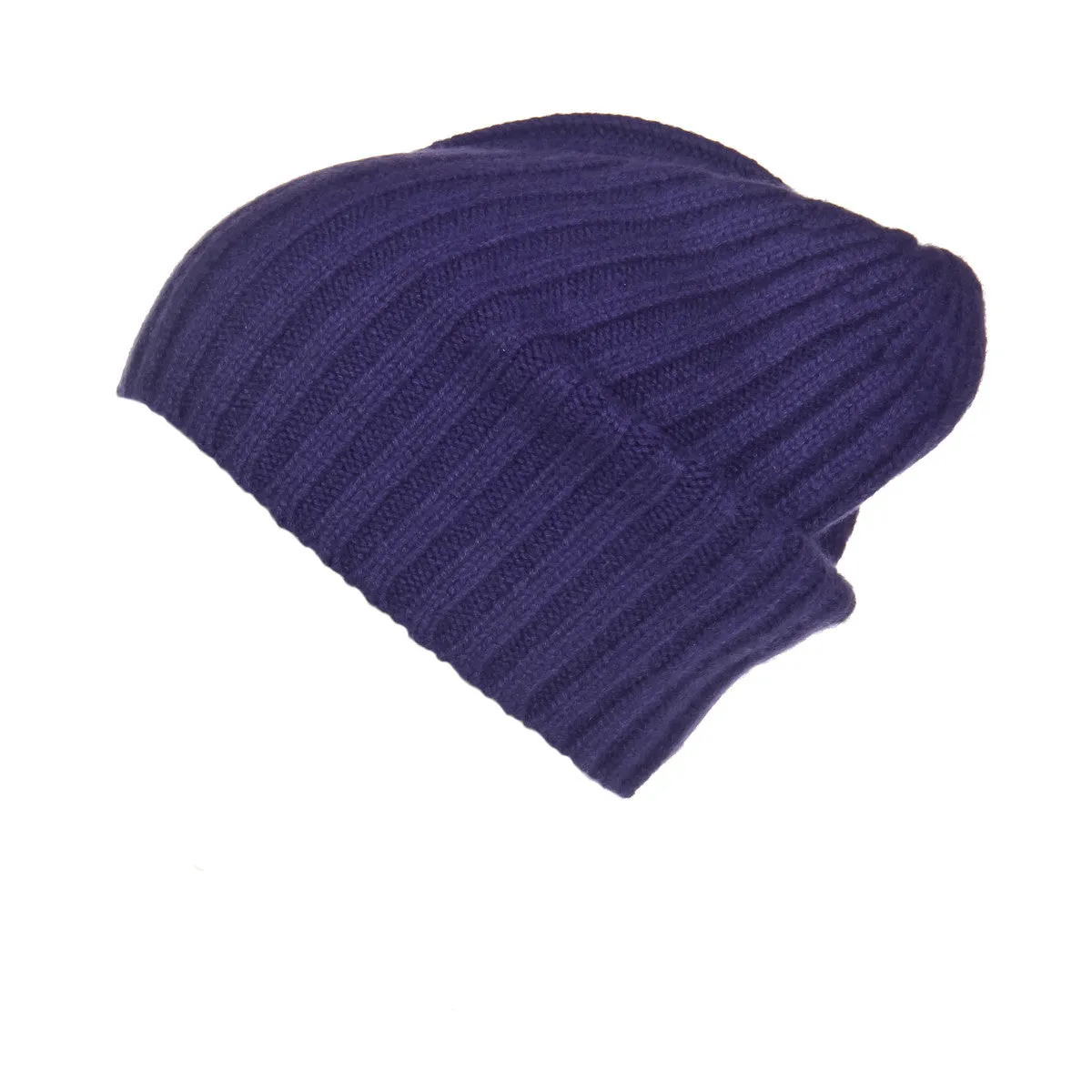 Ribbed Purple Cashmere Hat