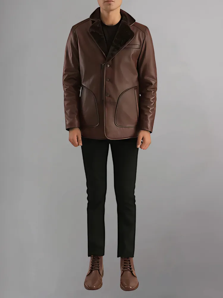 Rocky Brown Fur Leather Coat