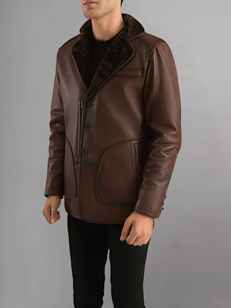 Rocky Brown Fur Leather Coat