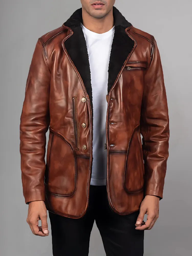 Rocky Brown Fur Leather Coat