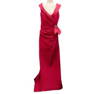 Roland Nivelais Red Gathered Silk Gown / Formal Dress