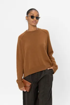 Round Neck Side Slit Sweater, Rust