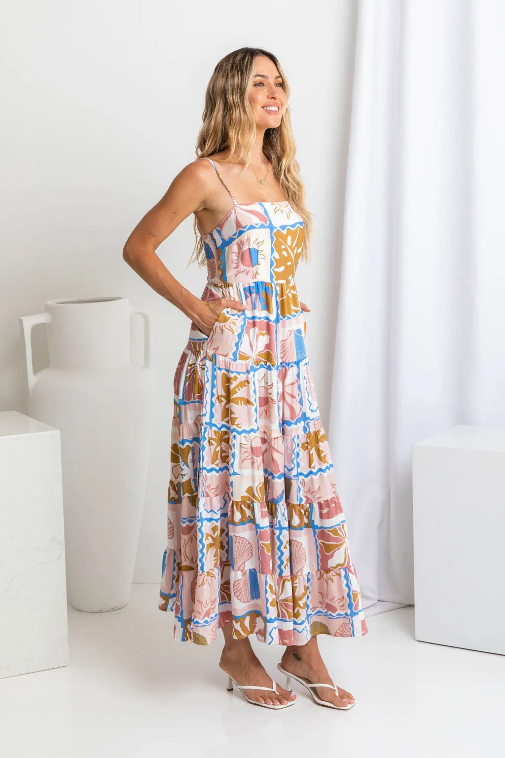 Sable Maxi Dress - Tile Print