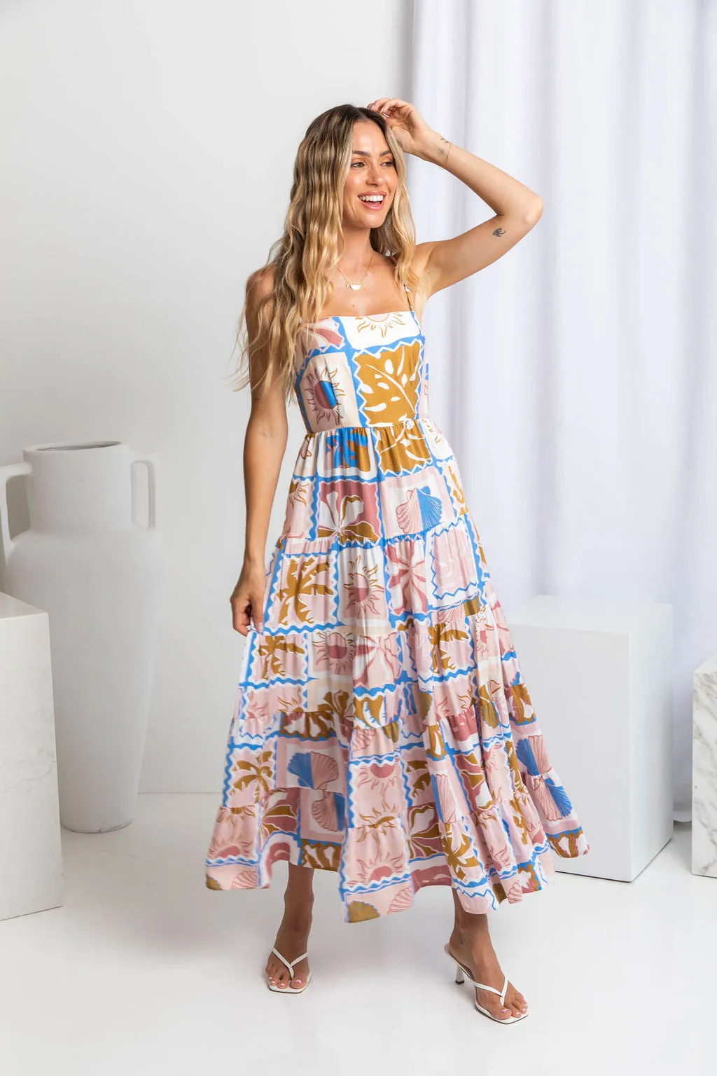 Sable Maxi Dress - Tile Print