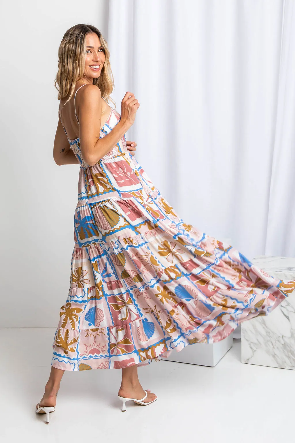 Sable Maxi Dress - Tile Print