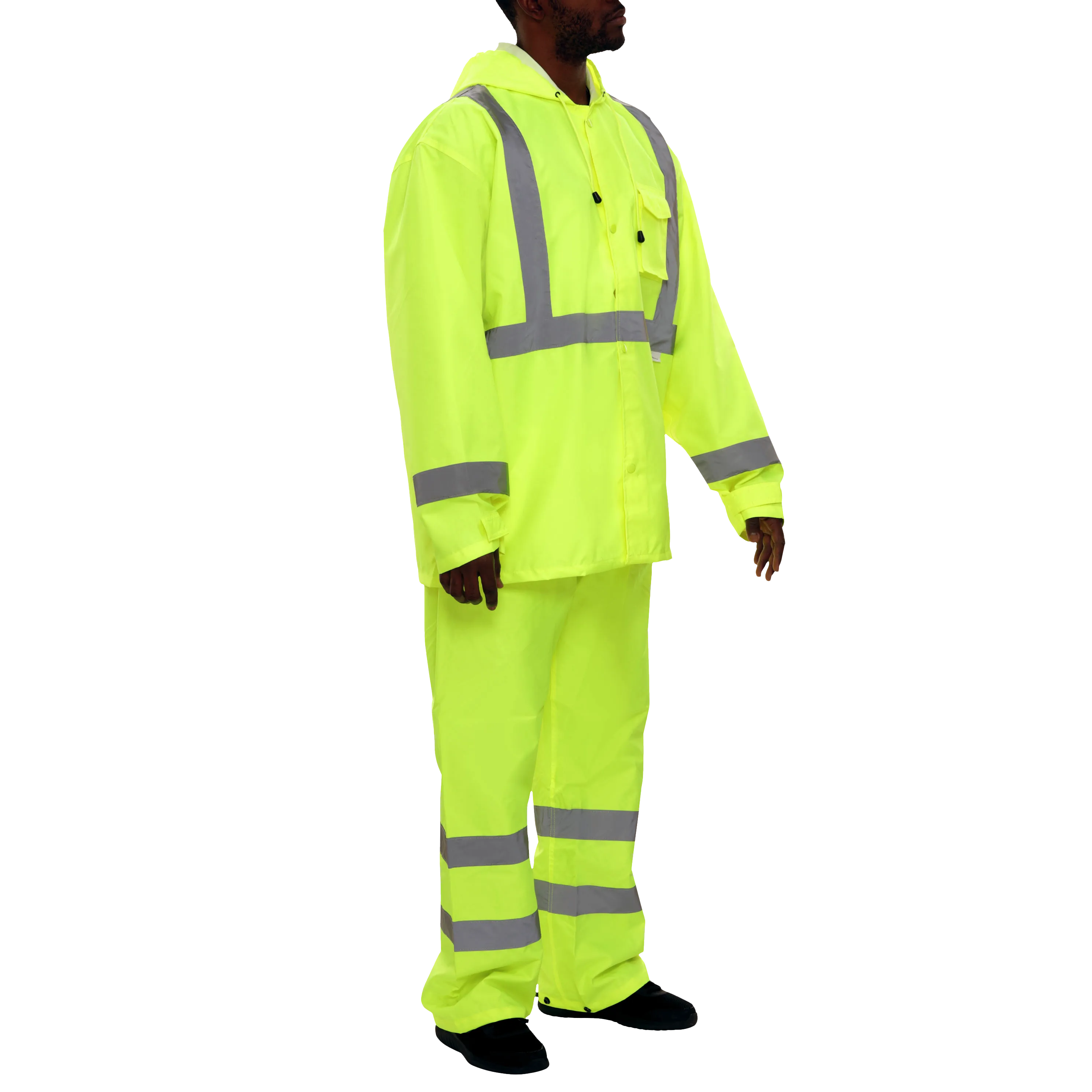 Safety Raingear Hi Vis Rainsuit Waterproof Hooded Parka & Pants